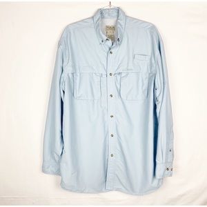 L.L. Bean Fishing Shirt Vented Caped UPF Bellows Pockets sz L Tall